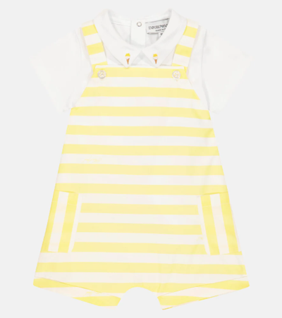 Emporio Armani Baby Cotton Onesie And Romper In Yellow