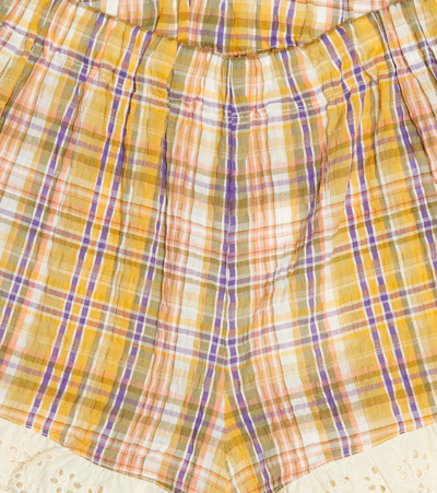 Shop The New Society Andrea Cotton-blend Shorts In Multicolor Check