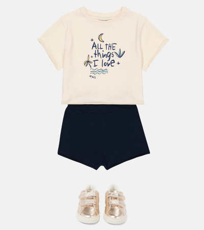 The New Society Easy Cotton Rib-knit Shorts In 04 Navy
