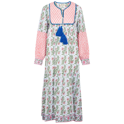 Sz Blockprints Jodhpur Floral-print Cotton Midi Dress In Purple