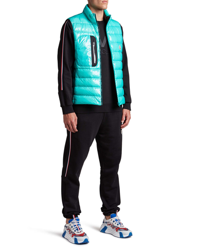 Shop Moncler Men's Usedom Shiny Quilted Puffer Vest In Turquoise