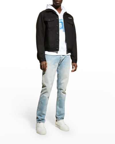 Shop Off-white Men's Slim-fit Denim Jacket In Black