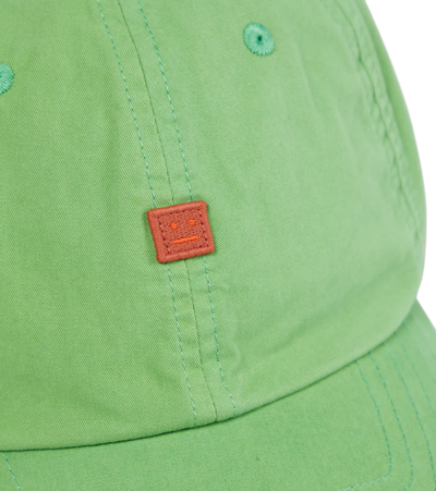 Shop Acne Studios Face Cotton Baseball Cap In Green