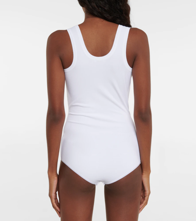 Shop Alaïa Stretch-knit Bodysuit In Blanc Optique