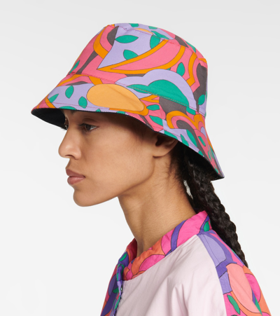 Isabel Marant Haley Reversible Print Cotton Bucket Hat In Faded Night