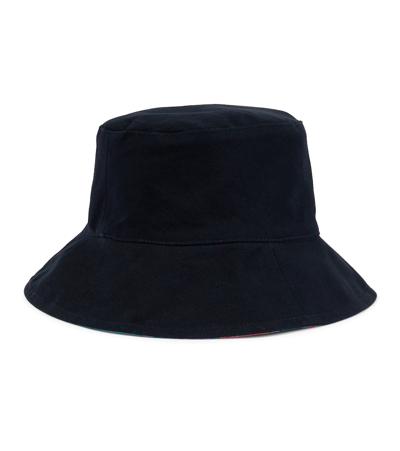 Isabel Marant Haley Reversible Print Cotton Bucket Hat In Faded Night