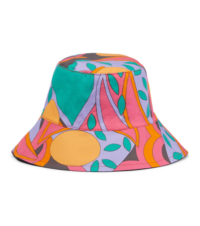 Shop Isabel Marant Loiena Cotton Reversible Bucket Hat In Faded Night