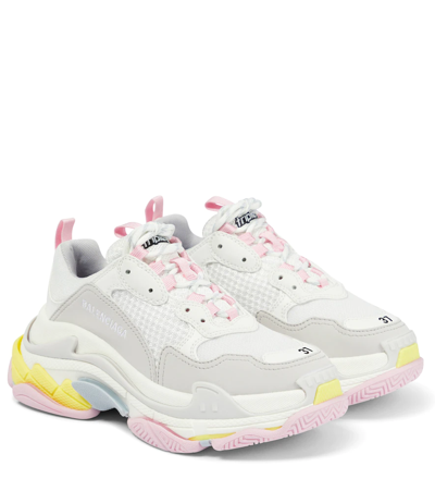 Shop Balenciaga Triple S Sneakers In Ye/pink/blu/gre/w/bk