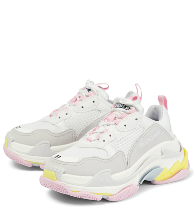 Shop Balenciaga Triple S Sneakers In Ye/pink/blu/gre/w/bk