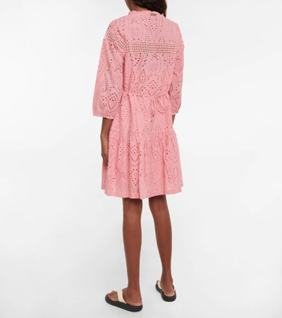 Shop Heidi Klein Broderie Anglaise Cotton Minidress In Pink
