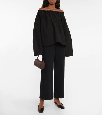 Shop Totême Linen-blend Blouse In Black