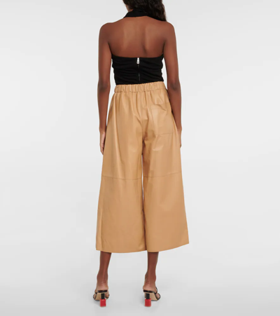 Shop Loewe High-rise Leather Pants In Butter