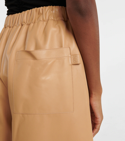 Shop Loewe High-rise Leather Pants In Butter