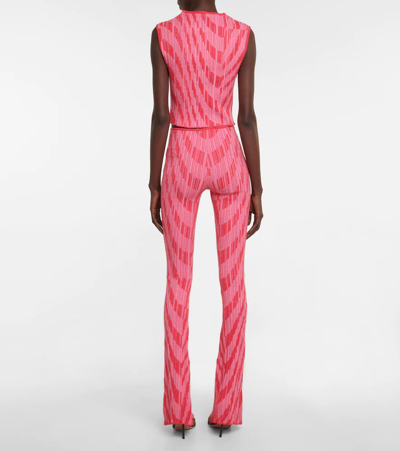 Shop Philosophy Di Lorenzo Serafini Striped Intarsia Knit Top In Fantasy Prnt Red