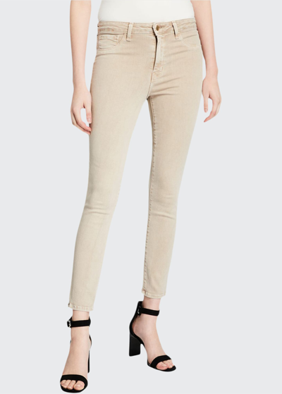 Shop L Agence Margot High-rise Skinny Ankle Jeans In Biscuit