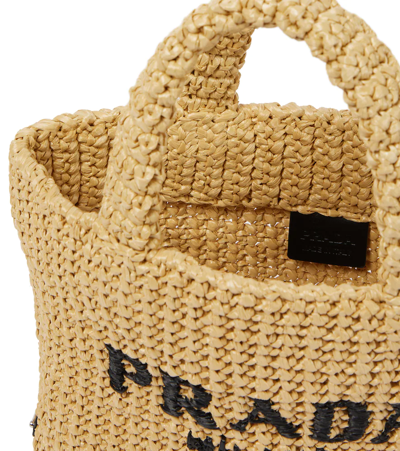 Prada Small Crochet Logo Handbag In Beige