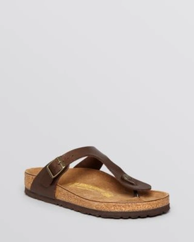 Shop Birkenstock Thong Sandals - Gizeh In Toffee