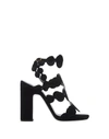 Pierre Hardy Pearls Suede T-strap Sandals In Black