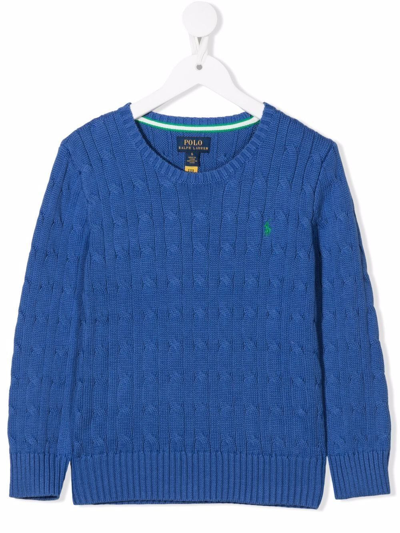 Shop Ralph Lauren Cable-knit Cotton Jumper In Blau