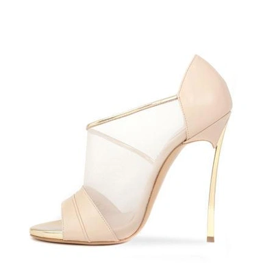 Shop Casadei Blade Sheer In Skin, Beige, Gold