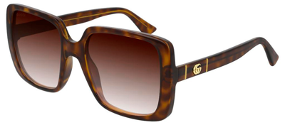 Shop Gucci Gg0632s 002 Butterfly Sunglasses In Brown