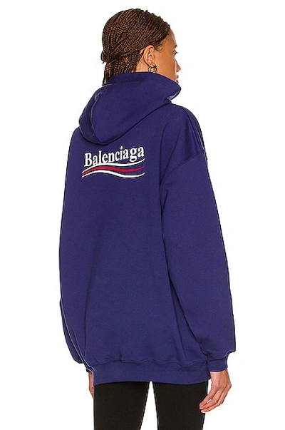 Balenciaga Medium Fit Hoodie In Pacific Blue & White | ModeSens