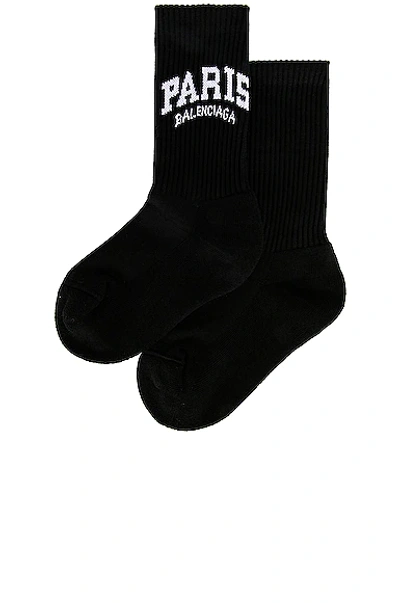 Shop Balenciaga Paris Tennis Socks In Black & White