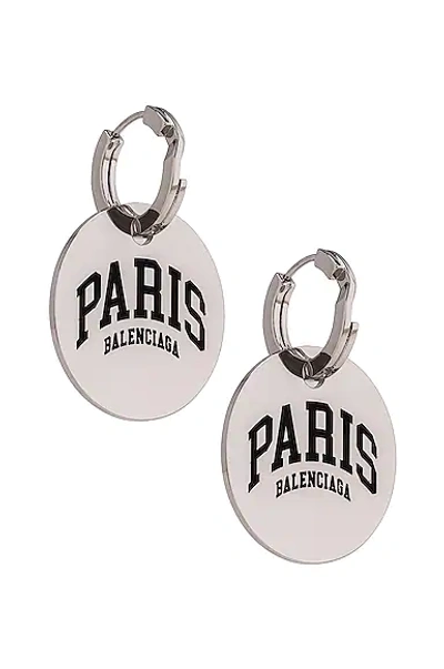 Shop Balenciaga Paris Earrings In Shiny Silver