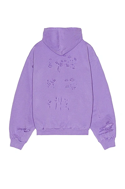 Shop Balenciaga Destroyed Hoodie In Light Purple & White