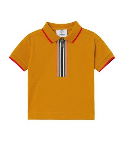 Shop Burberry Kids Icon Stripe Polo Shirt In Orange