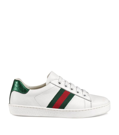 Shop Gucci Kids Leather Ace Sneakers In White
