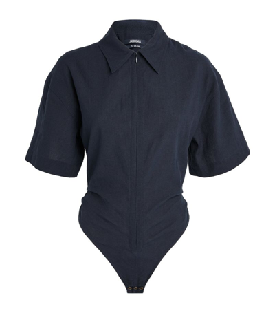 Shop Jacquemus Le Baunilha Bodysuit In Navy