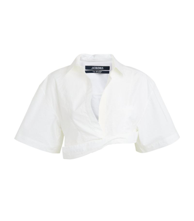 Shop Jacquemus La Capri Cropped Shirt In White