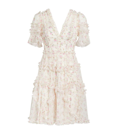 Needle & Thread Bijou Rose Ruffle Mini Dress In Moonshine Wisteria ...
