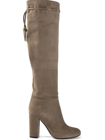 Lanvin Knee High Suede Boots In Mastic