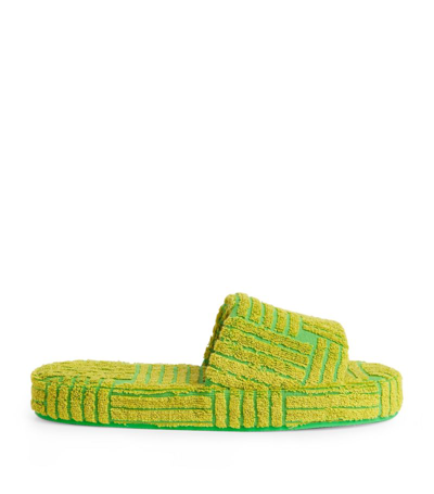 Shop Bottega Veneta Terry Slides In Yellow