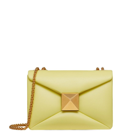 Shop Valentino Leather One Stud Shoulder Bag In Yellow