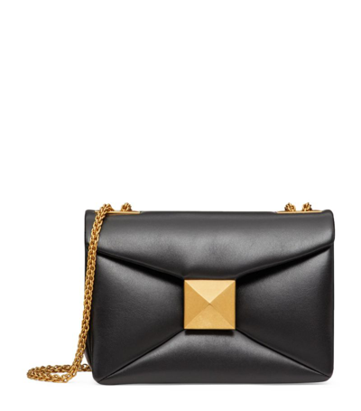 Shop Valentino Leather One Stud Shoulder Bag In Black