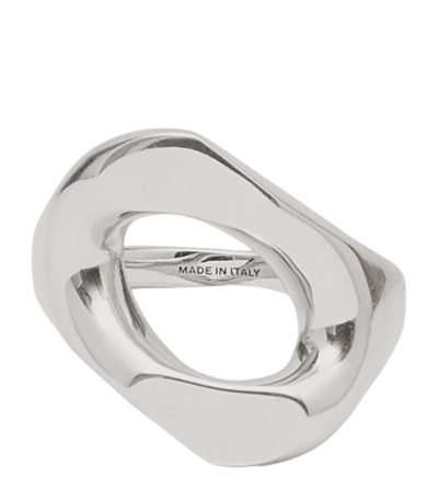 Shop Burberry Chain-link Ring In Silver