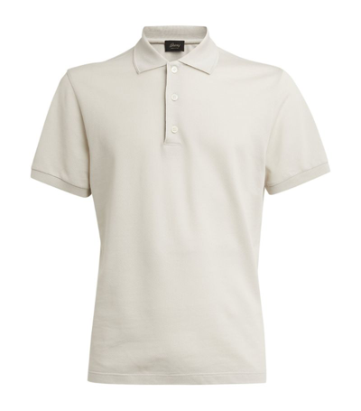 Shop Brioni Cotton Polo Shirt In Grey