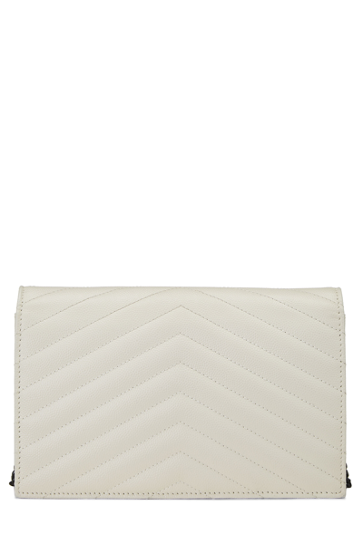 YSL White Grained Calfskin Envelope Wallet-On-Chain (WOC) QTB1VD18WB006