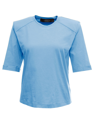 Shop Federica Tosi Womans Light Blue Cotton T-shirt