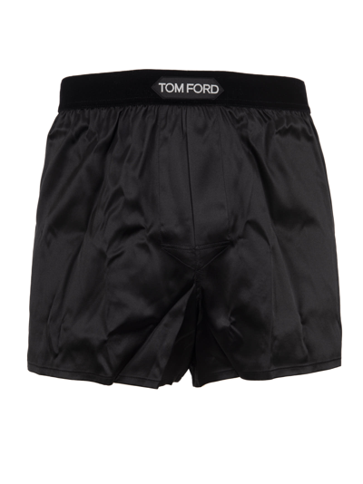 Shop Tom Ford Logo Boxer Shorts In Black