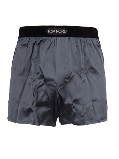 Shop Tom Ford Logo Boxer Shorts In Dark Grey