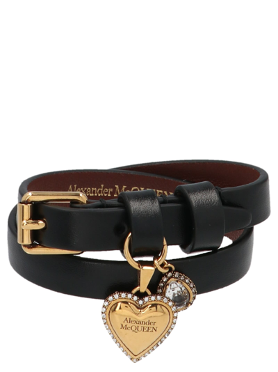 Shop Alexander Mcqueen Heart Bracelet In Black