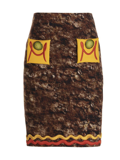 Shop Moschino Hamburger Skirt In Multicolor
