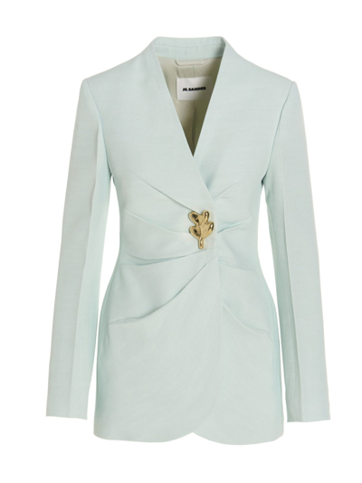 Jil Sander Gathered Blazer In Azzurro