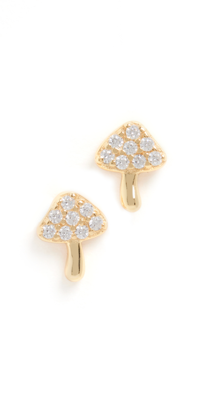 Shop Adinas Jewels Mushroom Stud Earrings In Gold