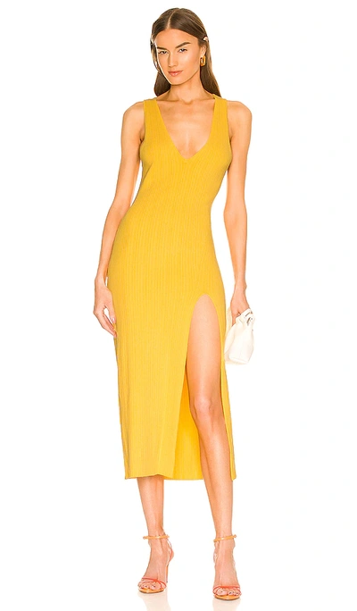 Shop Michael Costello Variegated Rib Bodycon Dress In Yellow