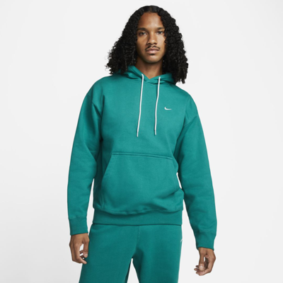 Shop Nike Solo Swoosh Men's Fleece Hoodie In Mystic Green,white
